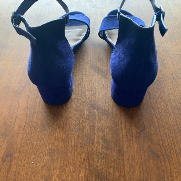 Blue suede sandal pumps are 2" heels and perfect from jeans to formal dress - Picture 2 of 4